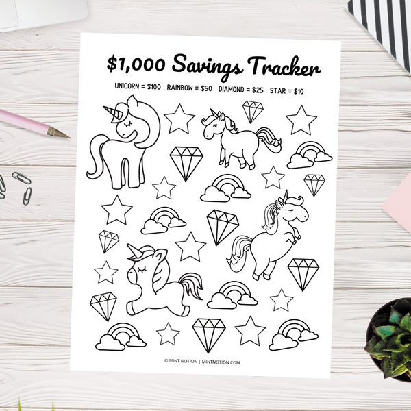 $1,000 Savings Tracker (Printable)