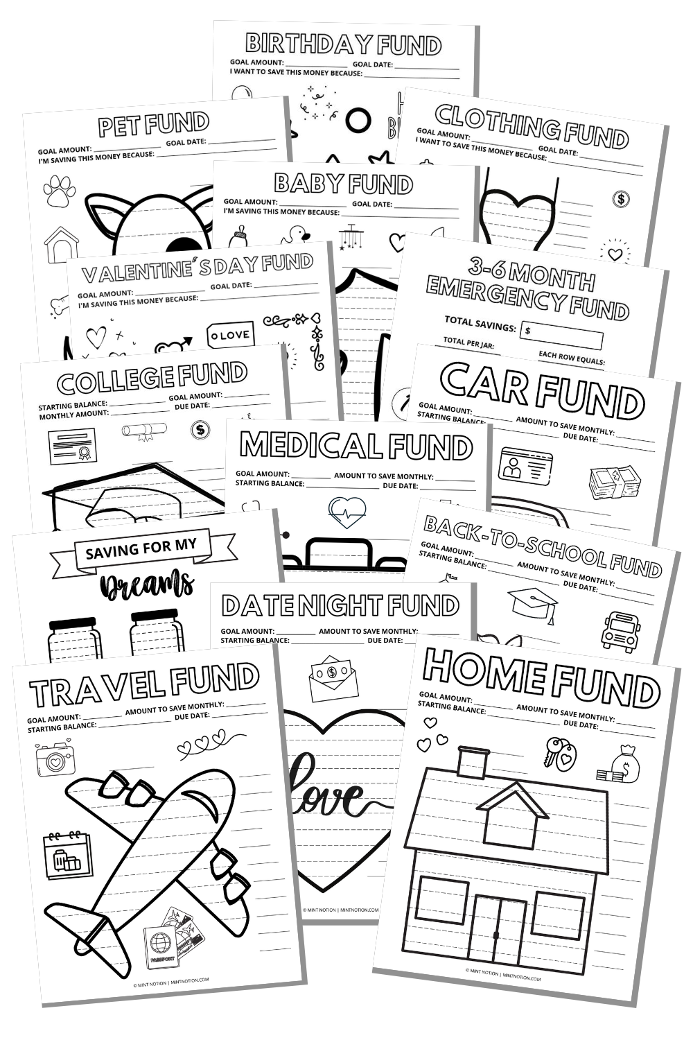Sinking Funds Trackers Bundle (Printables) – Mint Notion Shop for Downloadable Sinking Funds Tracker Free Printable