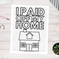 House Debt Payoff Coloring Page (Printable)