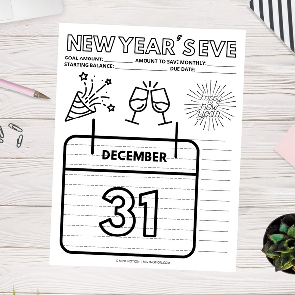 New Year's Eve Savings Tracker (Printable)