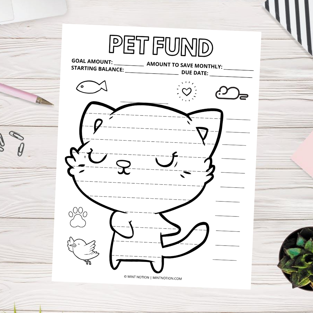 Pet Cat Savings Tracker (Printable) – Mint Notion Shop
